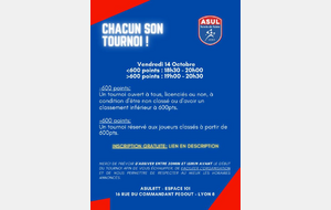 Chacun son tournoi - Vendredi 14/10