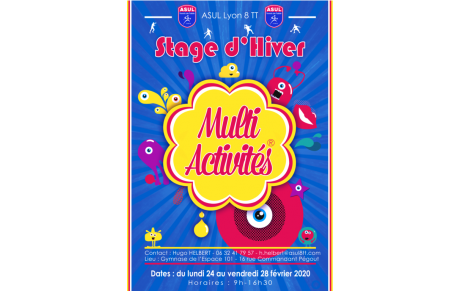 STAGE MULTI ACTIVITES VACANCES D'HIVER 2020
