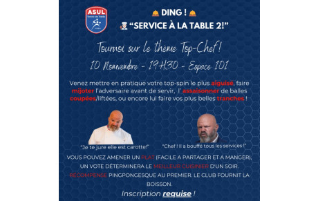 Tournoi de vendredi soir 10/11 et fermeture de la salle samedi 11/11