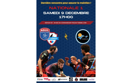 Match décisif - Nationale 1 - Samedi 9/12